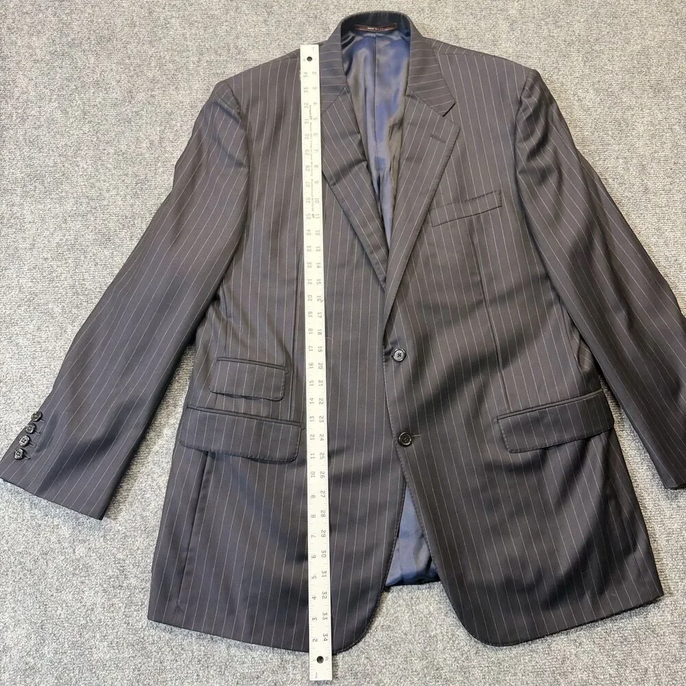 Hickey Freeman Loro Piana Super 150s Wool Mens Pinstripe Suit Jacket USA